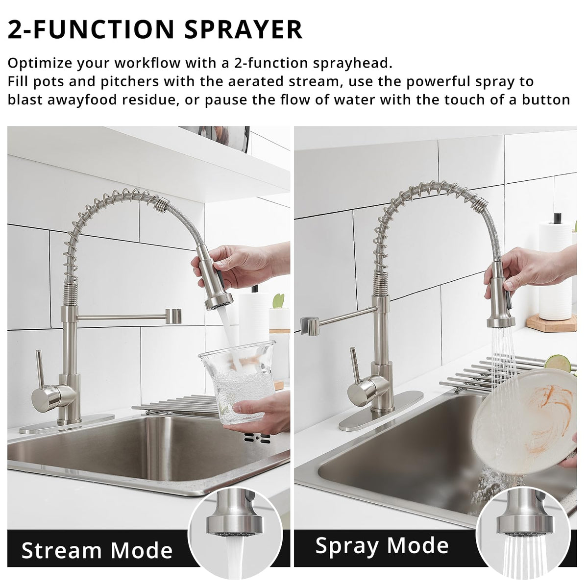 AIMADI brushed nickel finish close-up highlights durable, tarnish-resistant surface.