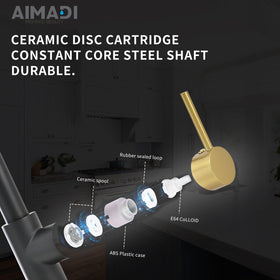 AIMADI fingerprint-resistant finish keeps the faucet looking clean.
