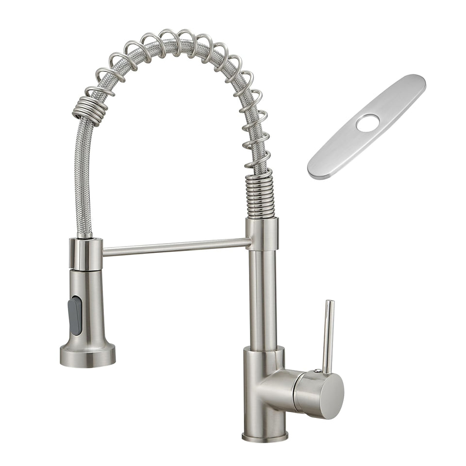 AIMADI kitchen faucet with deck plate showing seamless integration and easy setup.