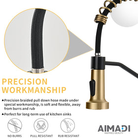 AIMADI faucet close-up highlights rugged finish and premium coating.