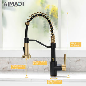 AIMADI two-tone faucet fits RV and farmhouse kitchens with style.