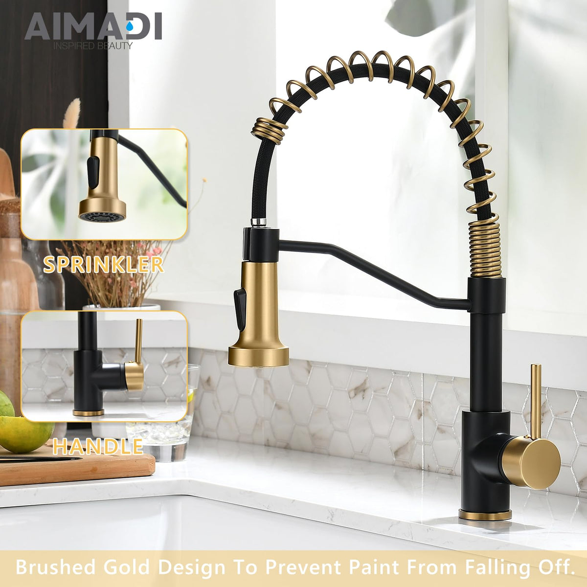 AIMADI pull-down sprayer in action provides versatile reach for tasks.