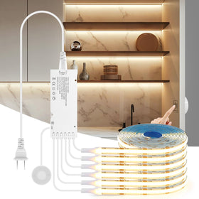 AIMENGTE 12V COB LED strip module provides uniform cabinet illumination.