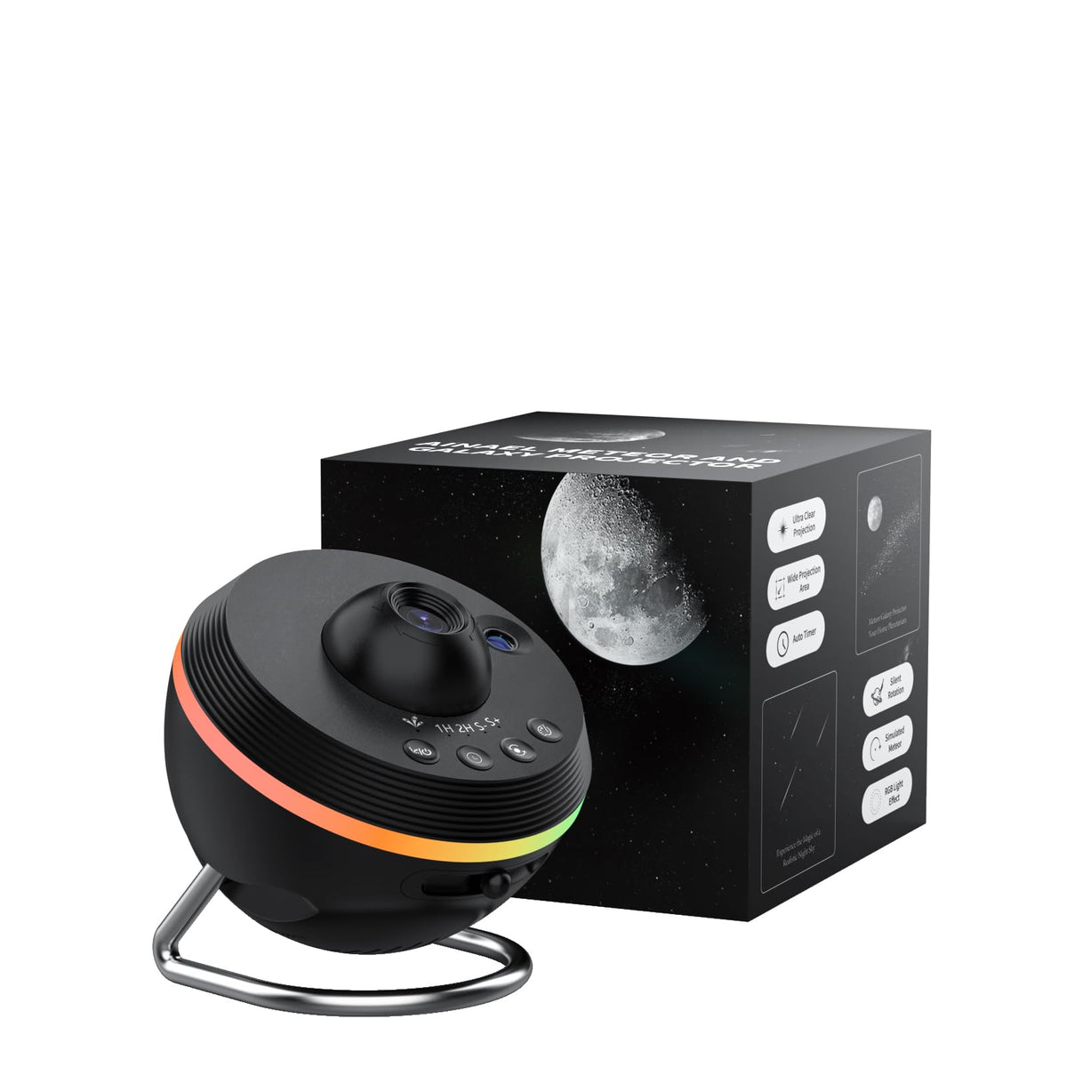 Ainael Galaxy Projector with glass disc projecting a crisp starfield in any room.