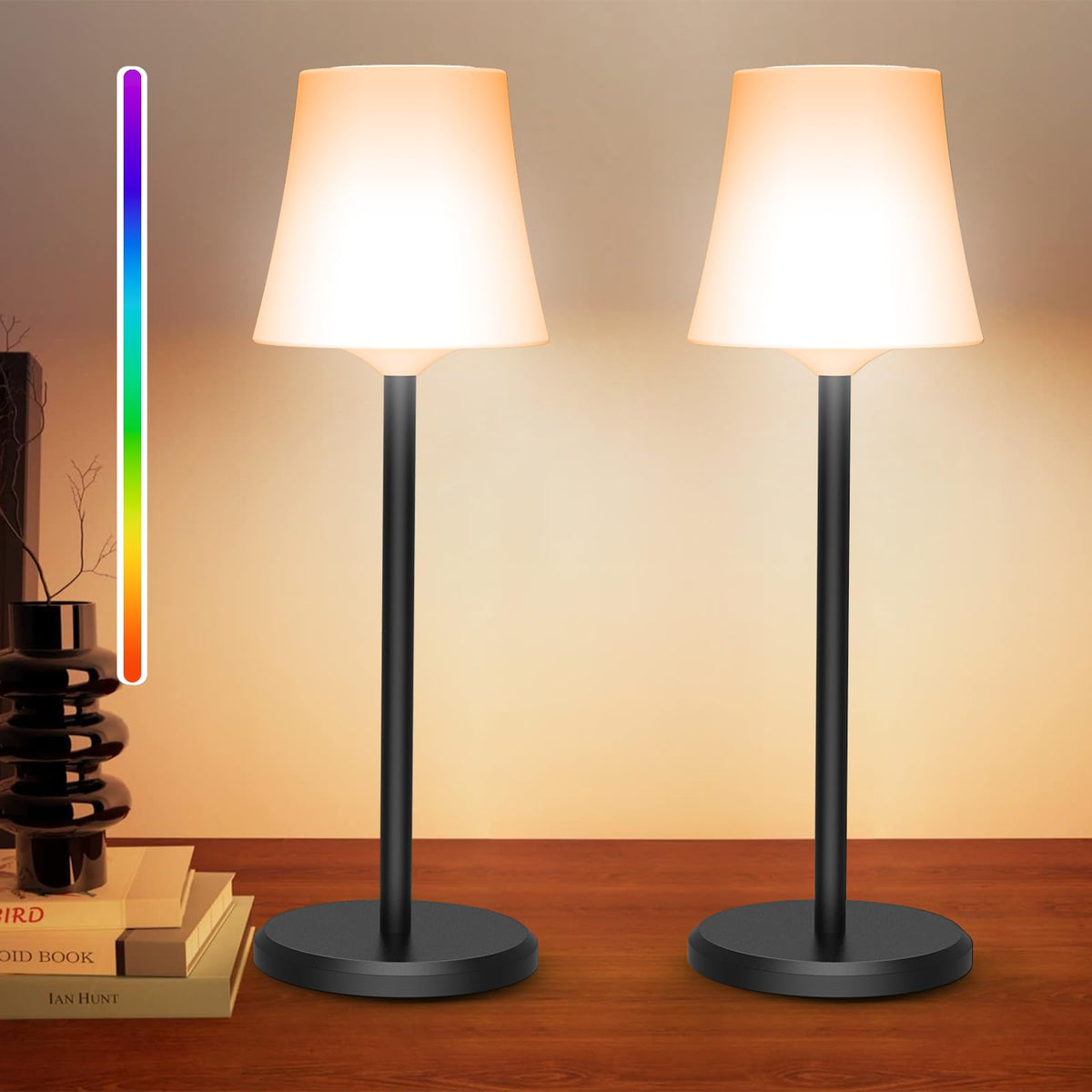 Ainostone cordless table lamp pack creates warm ambiance for dining and outdoor spaces.