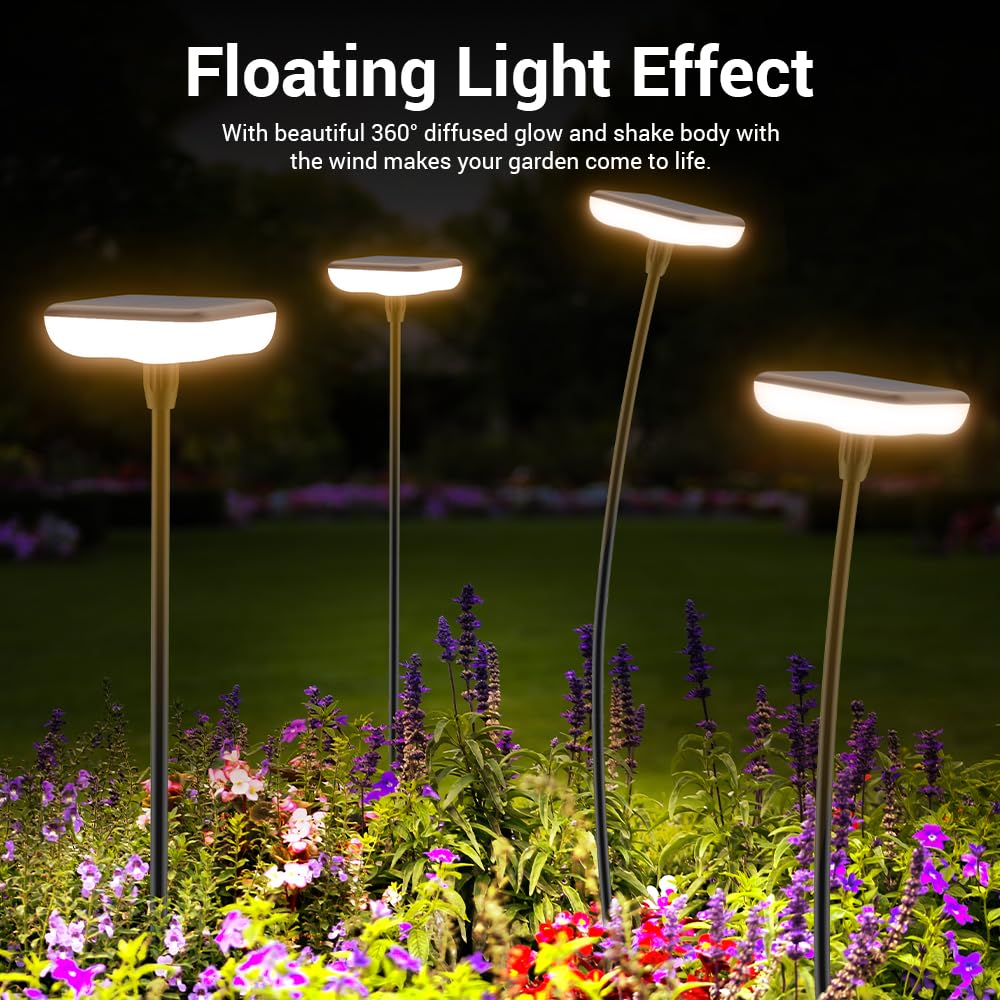 Ainostone solar lights garden with floral silhouette for decorative ambiance