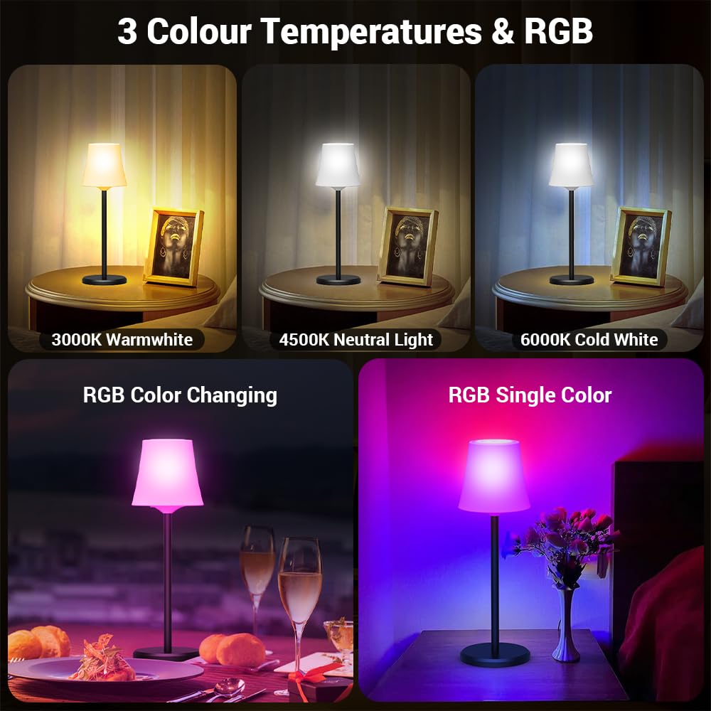 Ainostone lamp with touch control for easy dimming and color selection.