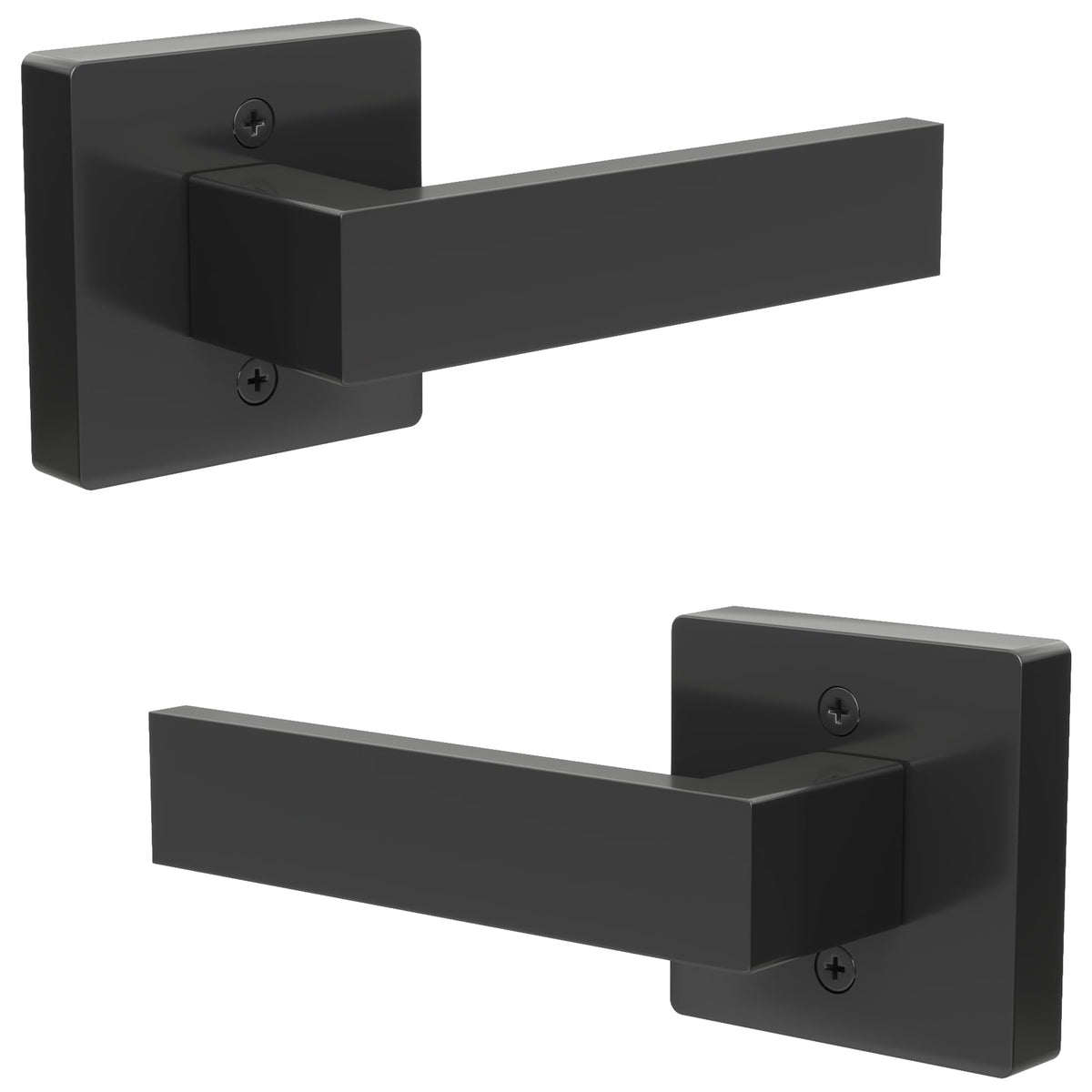 Ainozz dummy door handle pair in matte black with a square design adds decorative appeal to interior doors.