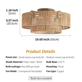 ainqiant five-e12 bulb-compatible ceiling fan offers flexible brightness and color options.