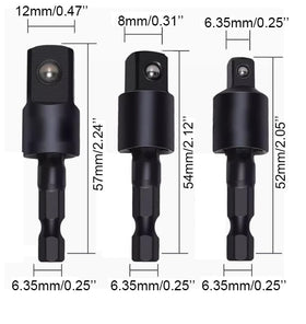 AionneWie 3-piece drill socket adapter set with 361-degree rotation for versatility