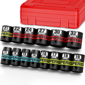 Aiourx 14-piece half-inch drive impact socket set with 11–32 mm sizes for heavy-duty work.