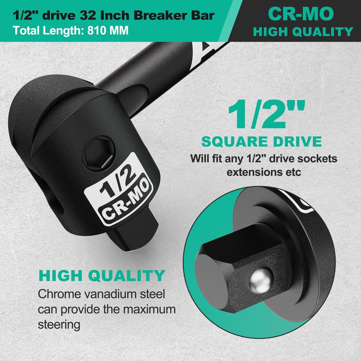 Aiourx chrome-molybdenum steel body offers durability and corrosion resistance.