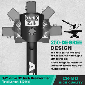 Aiourx long-handle breaker bar provides extended reach for hard-to-reach fasteners.