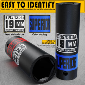 Aiourx color-coded size markings help identify the right socket quickly.