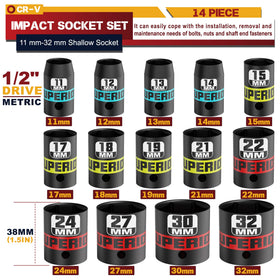 Aiourx shallow sockets with high-contrast size markings for quick size identification.