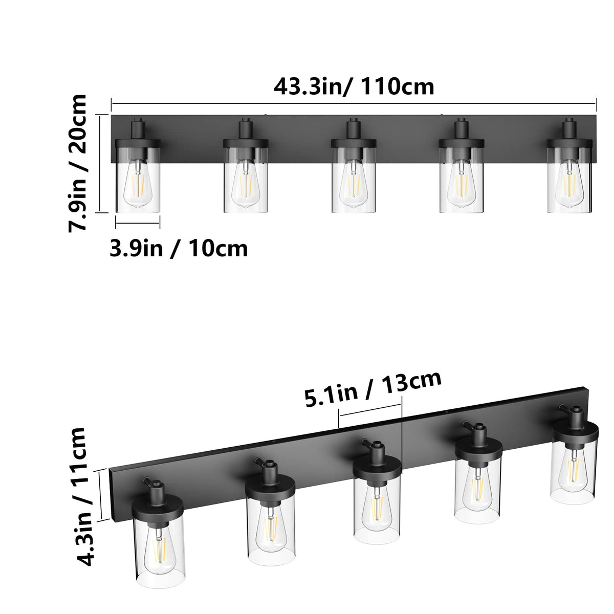 Aipsun matte black vanity light using an E26 socket for versatile bulbs