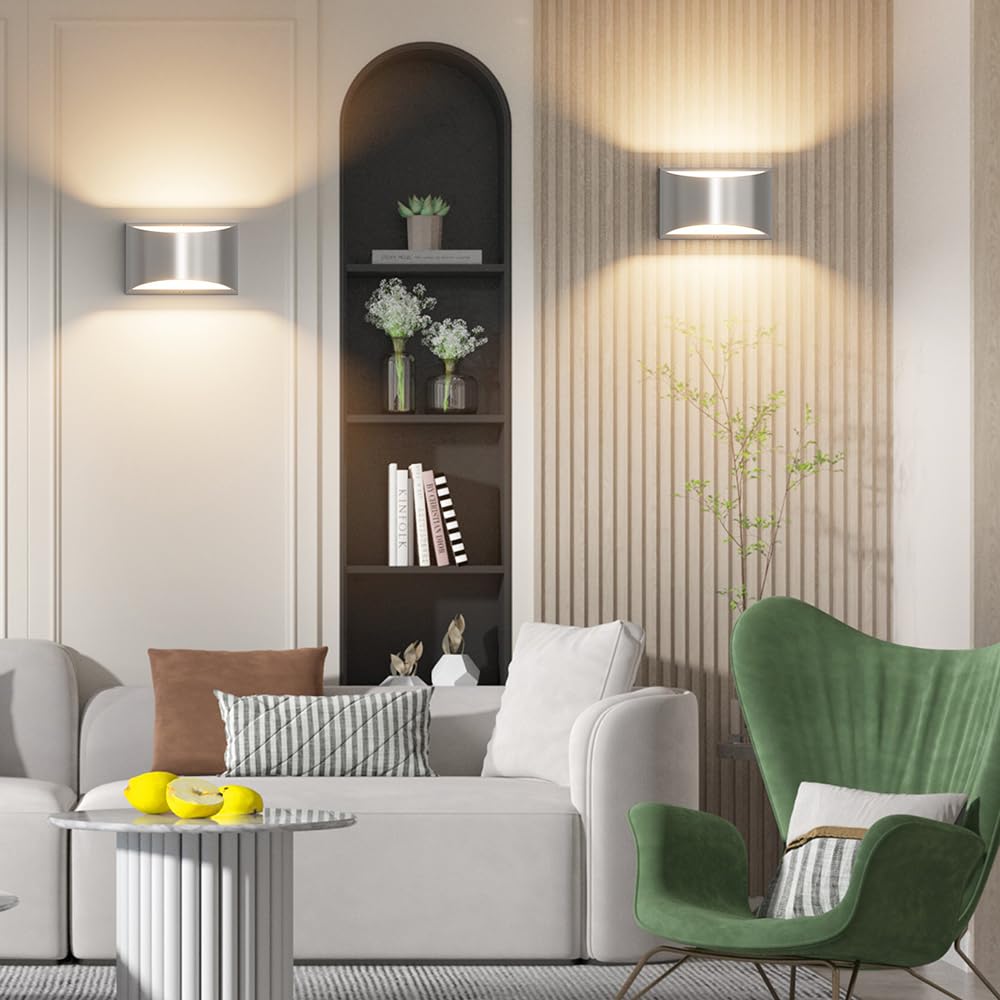 Aipsun nickel modern LED wall sconce back view highlighting slim wall-mounted design
