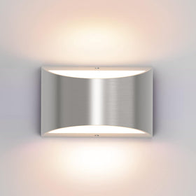 Aipsun nickel modern LED wall sconce front view with warm 3000K glow for living rooms