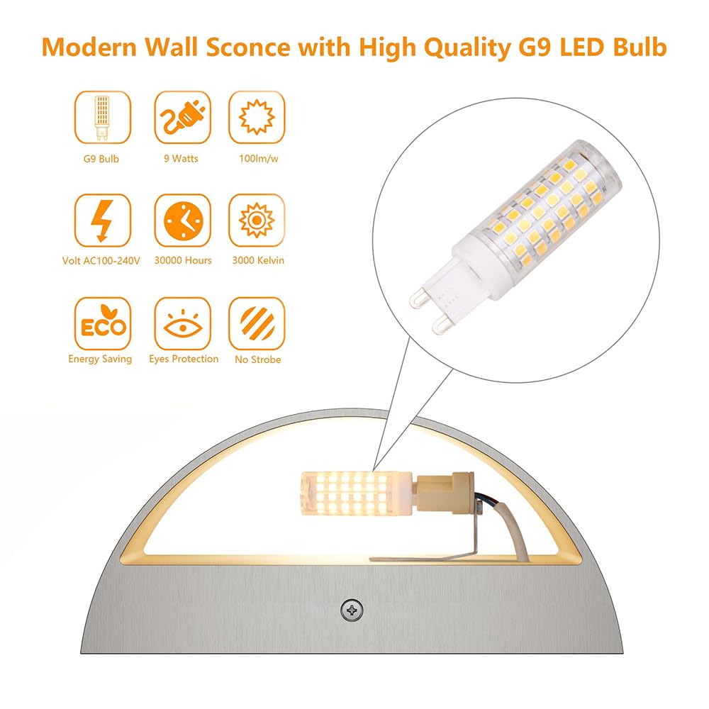 Aipsun nickel modern LED wall sconce in a living room with soft ambient light