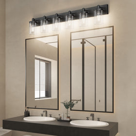 Closeup of glass shades on Aipsun vanity light