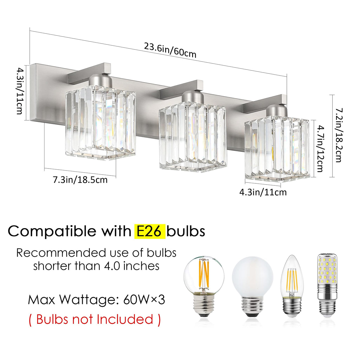 Aipsun easy-install vanity light simplifies assembly with no built-in switch.