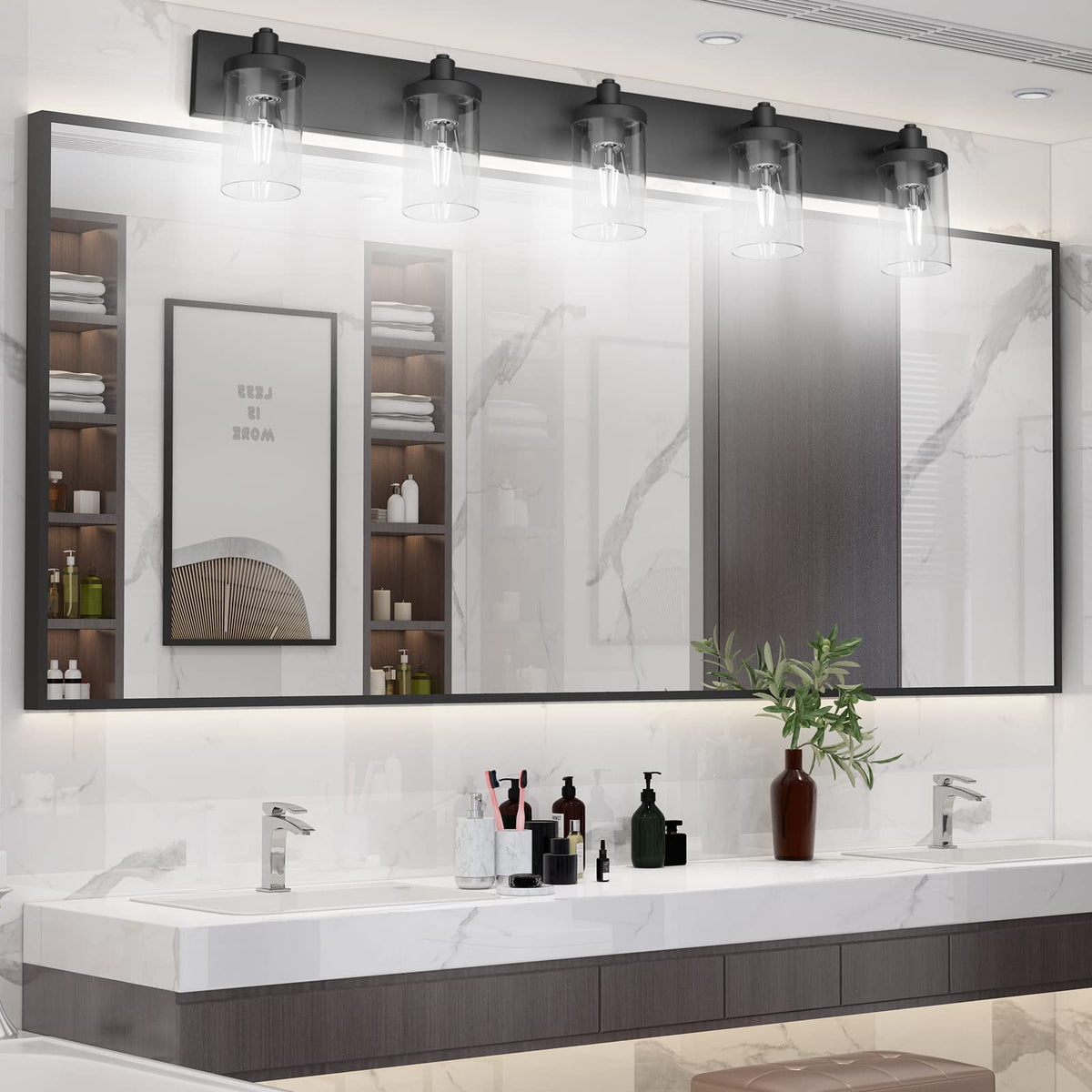 Aipsun matte black vanity light wall-mount installation for bathroom upgrade