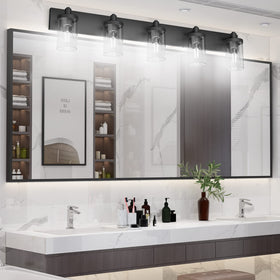 Aipsun matte black vanity light wall-mount installation for bathroom upgrade