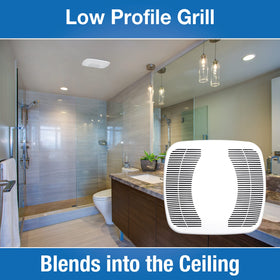Air King BFQ90 high-impact plastic housing resists rust and wear.