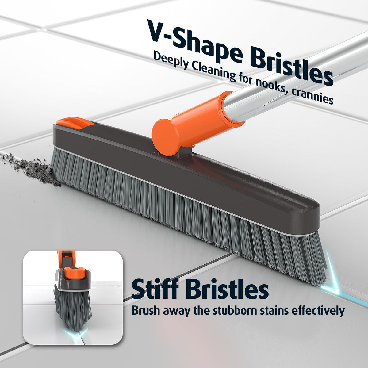 AIR U+ grout brush 180° swivel head reaches awkward corners with less bending