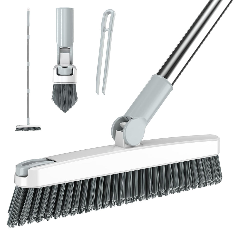 Air U+ grout brush with long handle and 180° swivel for deep tile grout cleaning