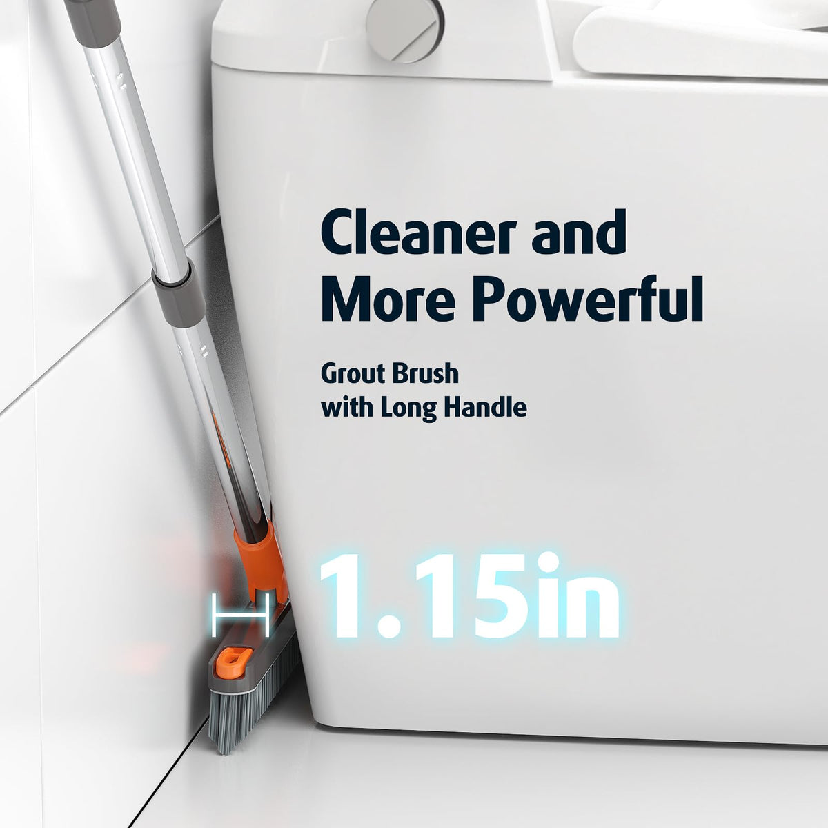 AIR U+ grout brush screw-on connection provides a sturdy, wobble-free setup