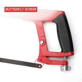 AIRAJ hacksaw supports 45 and 90-degree angles for standard and flush cuts.