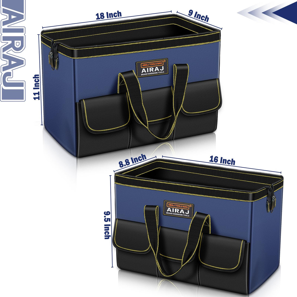 AIRAJ 16-inch open-mouth tool bag for DIY projects on the go