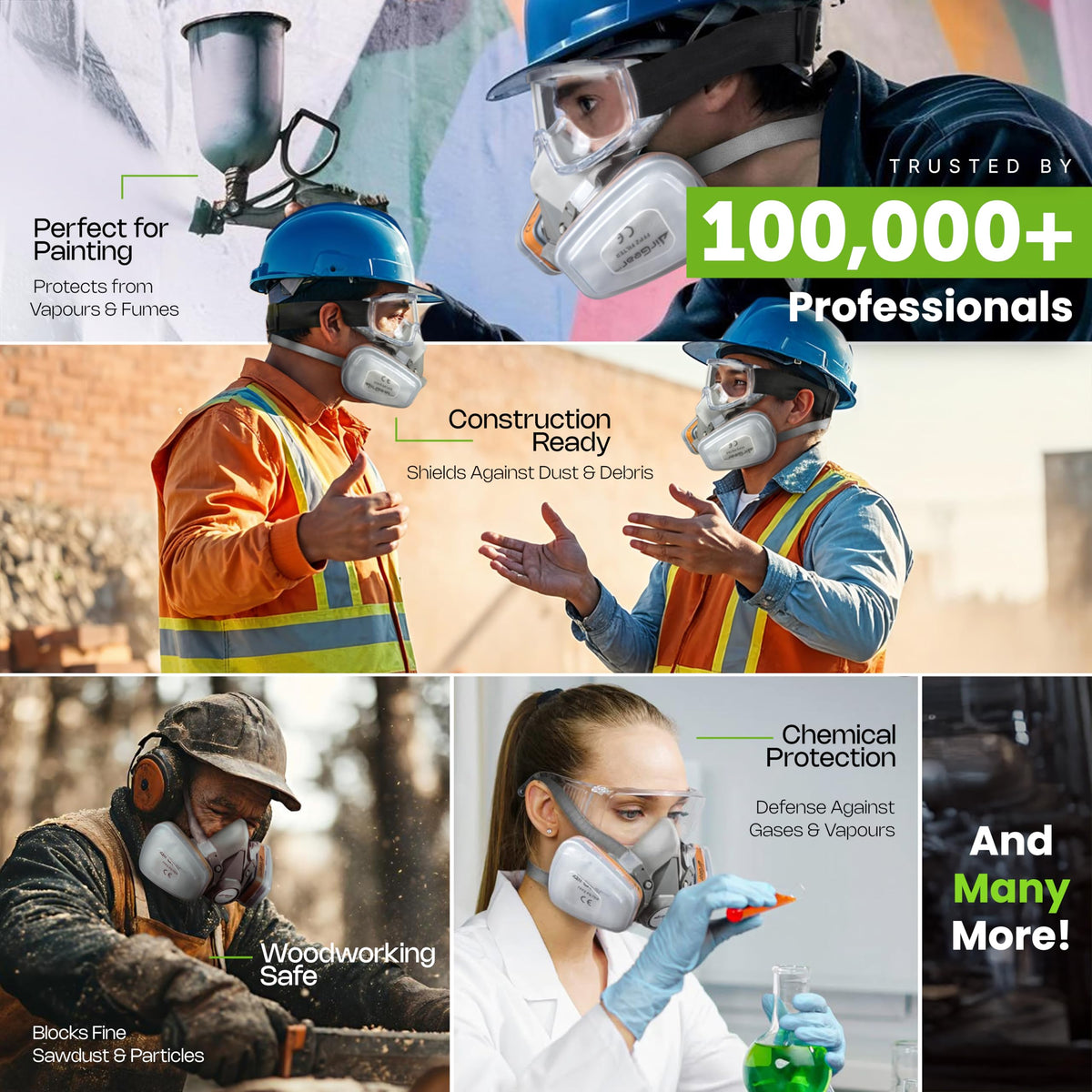 AirGearPro G-500 dust filter (P2) ready for filtration during sanding tasks.