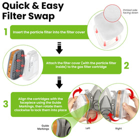 Lightweight AirGearPro G-500 reusable respirator design for all-day comfort.