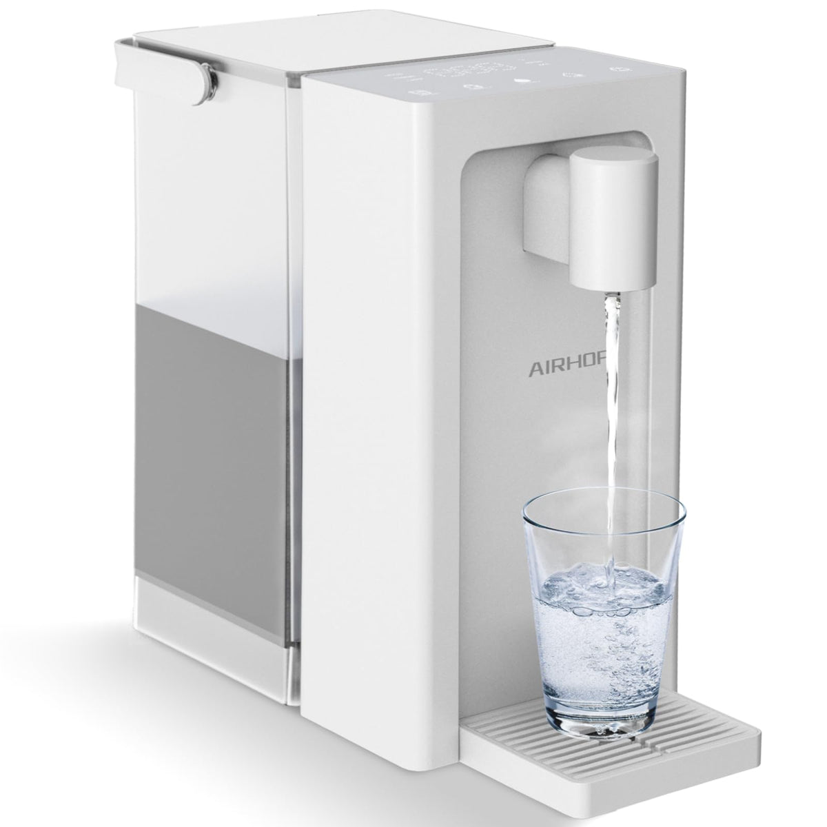 AIRHOP instant hot water dispenser showing rapid heat for quick beverages
