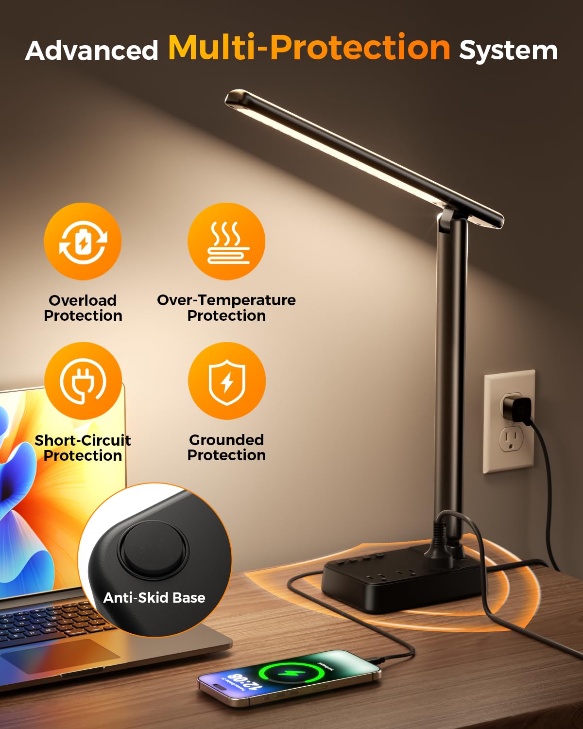 Airlonv 5 ft extension cord for easy placement around a desk