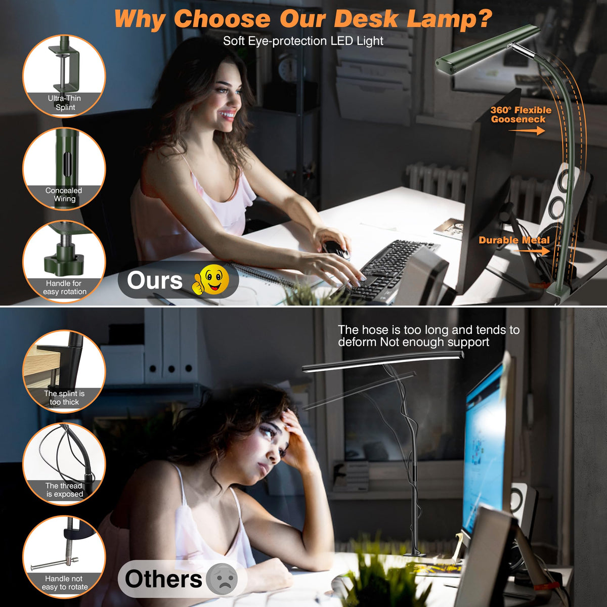 Airlonv LED lamp features a 17-inch bar for broad workspace illumination.