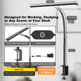 Airlonv desk lamp with 360-degree gooseneck for flexible lighting.