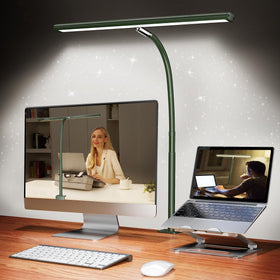 Airlonv LED desk lamp with clip offers adjustable reading light.