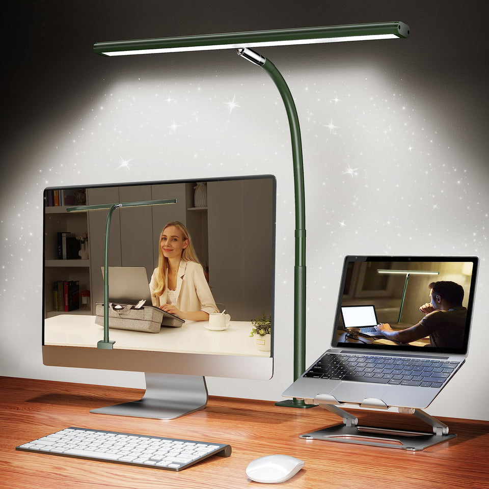 Airlonv LED desk lamp with clip offers adjustable reading light.