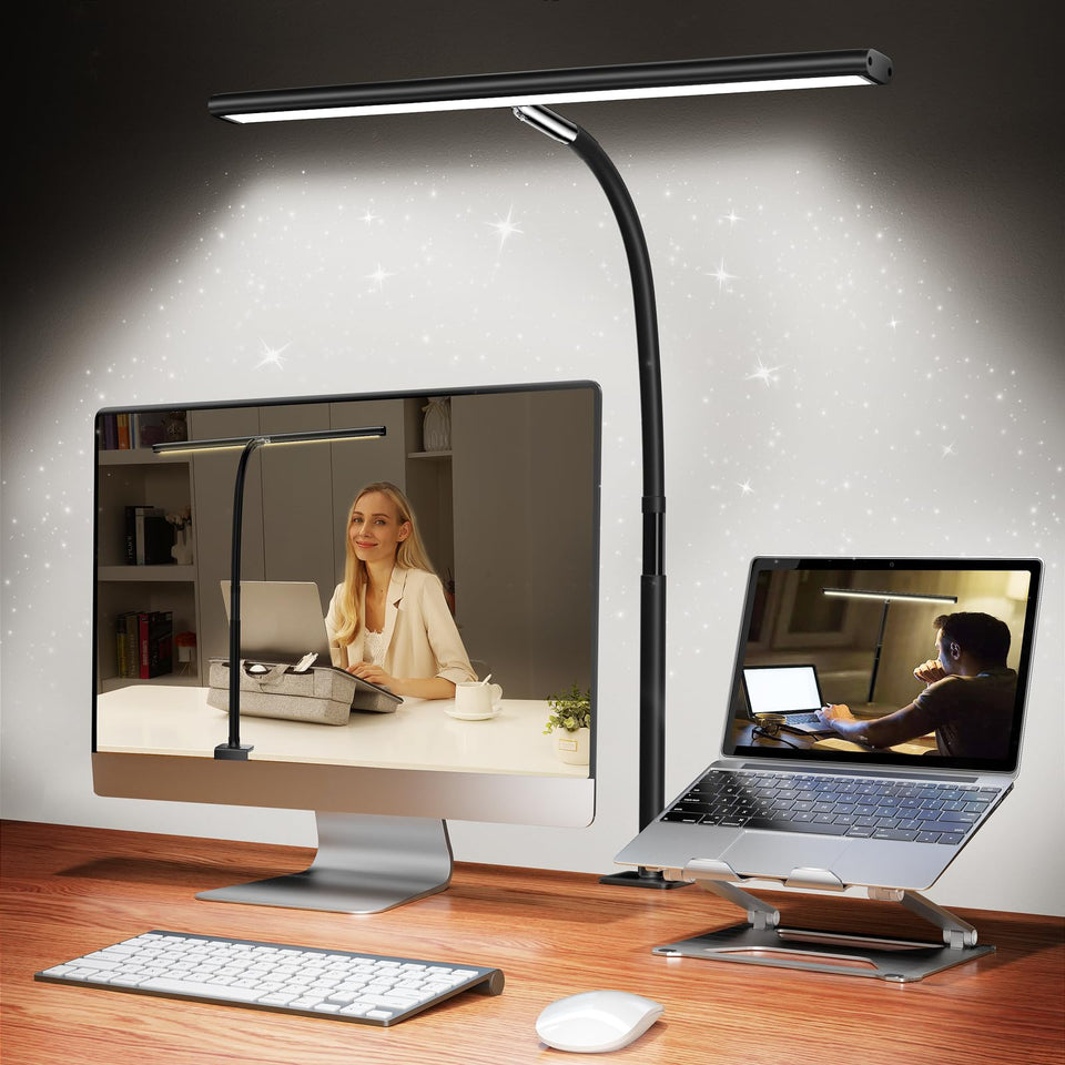 Airlonv LED desk lamp with clip offering space-saving organization for desks.