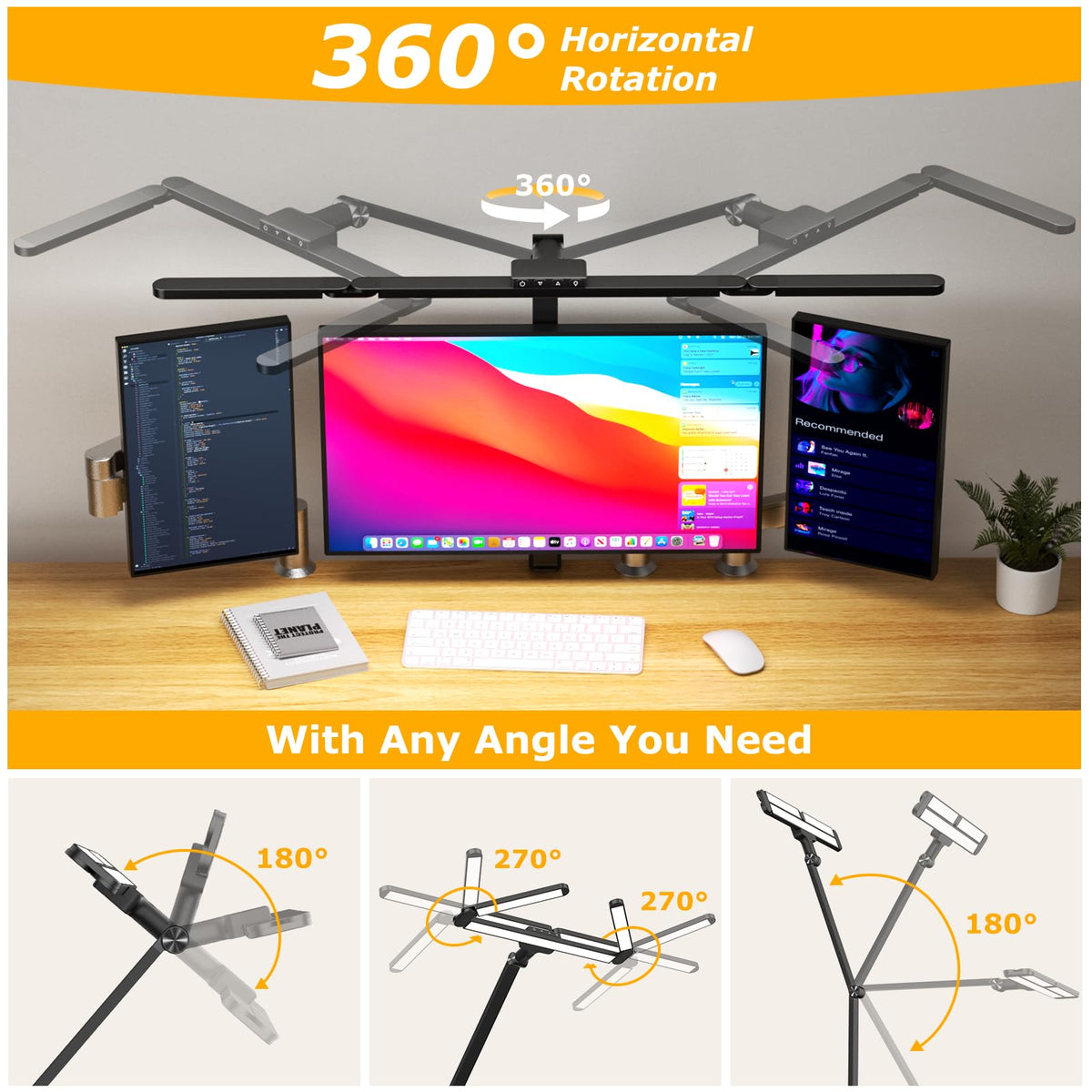 Airlonv LED desk lamp easy install clamp fits desks up to 3.54 inches
