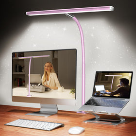 Airlonv LED desk lamp pink front view for focused reading