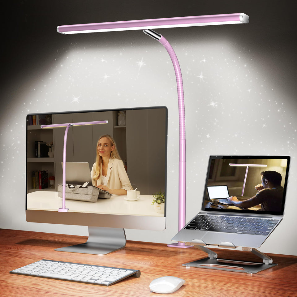 Airlonv LED desk lamp pink front view for focused reading