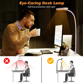 Airlonv pink desk lamp in a tidy office setup