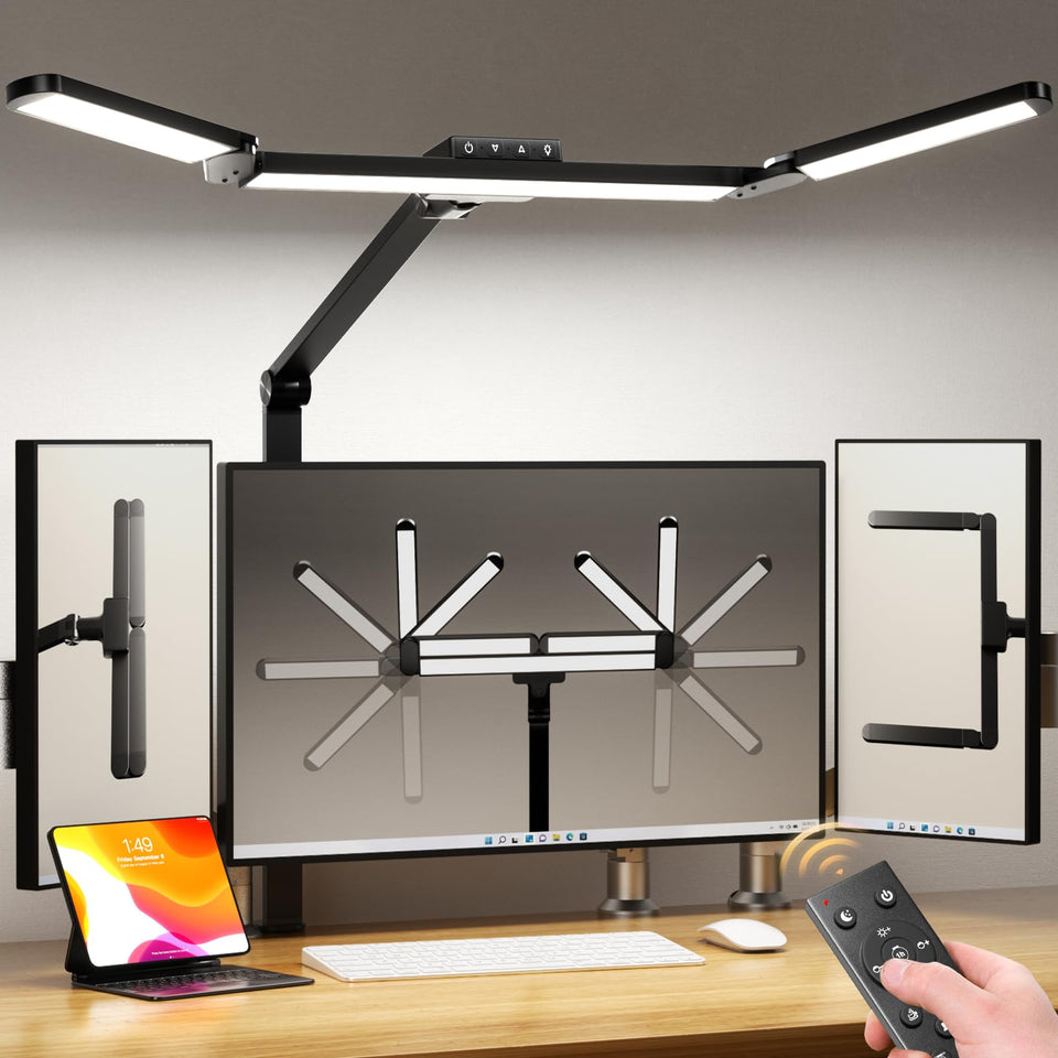 Airlonv LED desk lamp with clamp and remote control for convenient task lighting