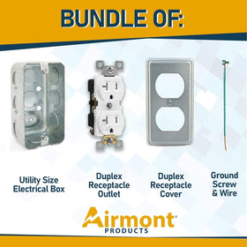 Airmont Outlet Box Kit 4-Pack interior detail highlights included wiring components for quick installs
