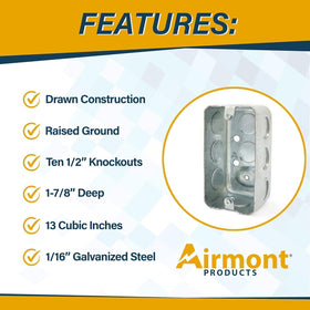 Airmont Outlet Box Kit utility boxes installed demonstrate solid space and layout