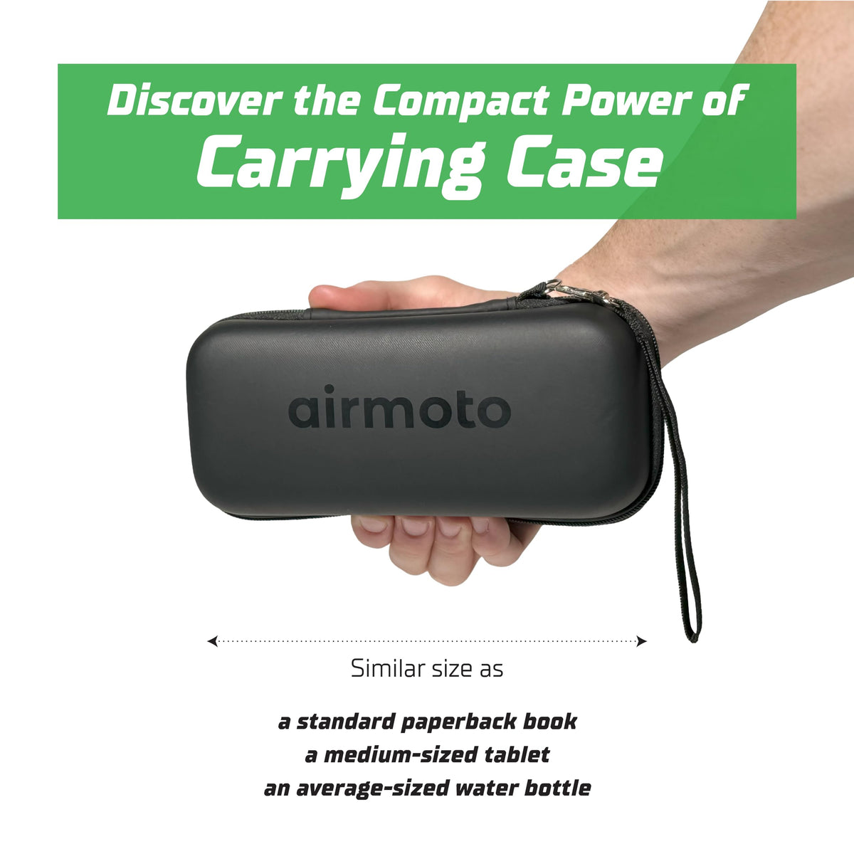 Airmoto Carrying Case features a compact, portable design for car trips and storage.